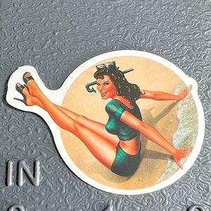 SNORKEL Sexy Pinup Gorgeous Sticker Retro Vintage BomberGirl Ace Pilot